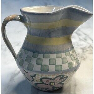 Vintage Mackenzie-Childs Myrtle Pitcher Creamer 5" Taylor Garden Party Checkered